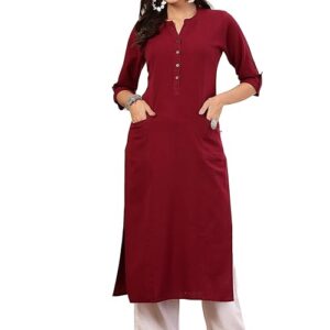 Pistaa's Women's Cotton Straight Fit Straight Kurta